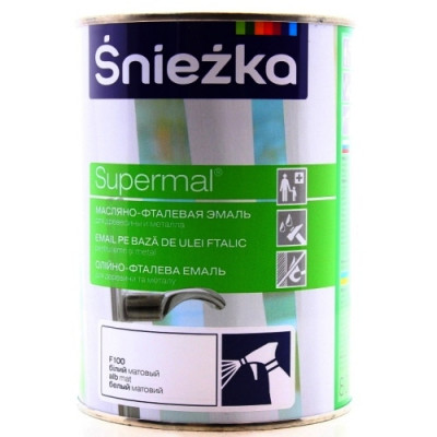 Фото Эмаль белая матовая 0,8кг масло-фталевая  Sniezka F100
