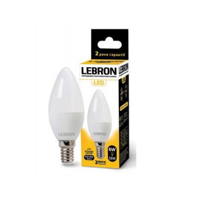 Фото Лампа LED свічка C37 E14 6 Вт 3000 К Lebron