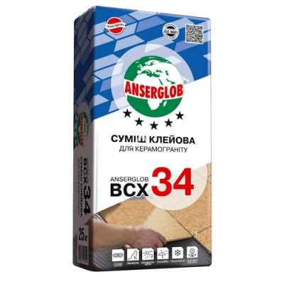 Фото Клей для керамограниту Anserglob BCX-34, 25 кг