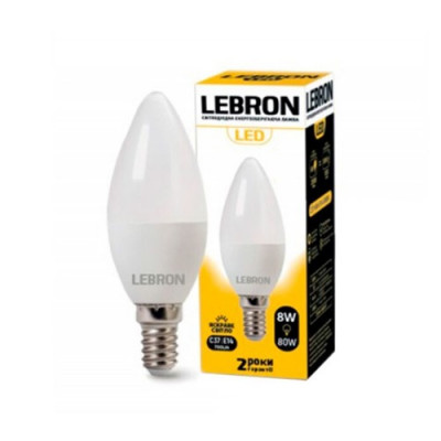 Фото Лампа LED свічка C37 E14 8 Вт 4100 К Lebron