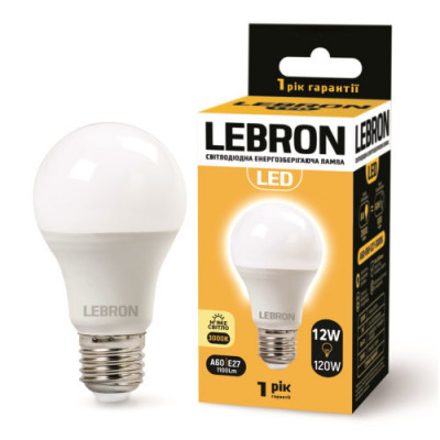 Фото Лампа LED E27 12W 3000K A60 Lebron