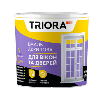 Фото Эмаль акриловая белая полу глянец 0,75 л Triora окна двери
