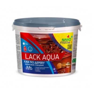 Фото Лак акриловий глянцевий для деревини Aqua Lack Nanofarb 2,5л