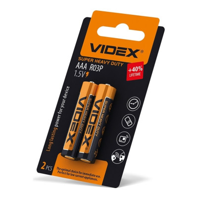 Фото Батарейка AAA R03P 1,5V mini Videx