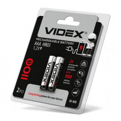 Фото Батарейка акумуляторна HR3 AAA 1100mAh мініпальчик Videx