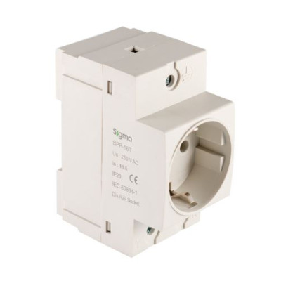 Фото Розетка на DIN-рейку із заземленням 16A 250V Sigma SPP-16T