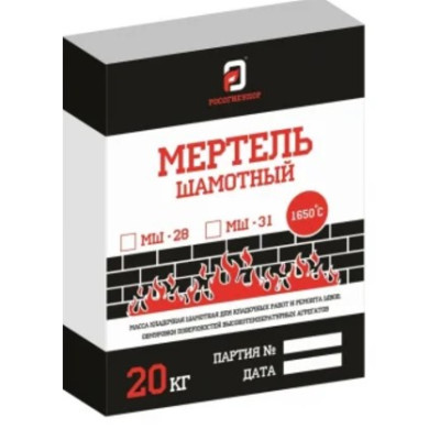 Фото Суміш кладочна вогнетривка мертель МШ-28, 25 кг
