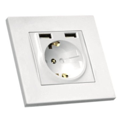 Фото Розетка 1-на із заземленням біла USB + Type-C 2,4A Mutlusan Rita