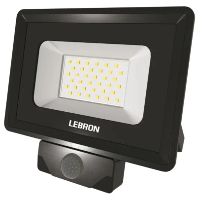 Фото Прожектор LED з датчиком руху IP65 50 Вт 6500 К 4000 Лм Lebron LF-50S