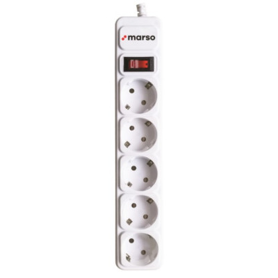 Фото Подовжувач (мережевий фільтр) 5 гнізд + 2 USB з/з 3 м ПВС 3х1 з вимикачем Marso