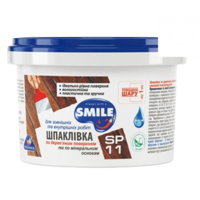 Фото Шпаклівка по дереву 0,35кг горіх Smile