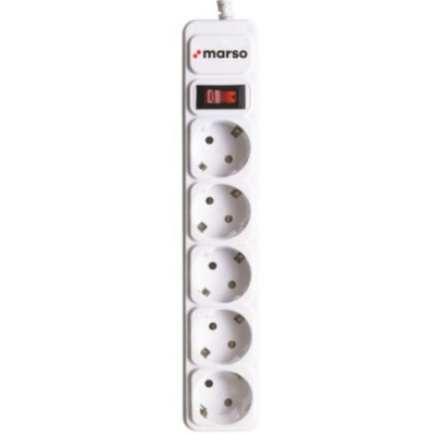 Фото Подовжувач 5 гнізд х 5м із заземленням + 1 USB (ПВХ 3х1) з вимикачем Marso