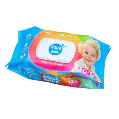 Фото Серветки вологі AQUABABY 120шт (010)