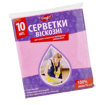 Фото Серветки віскозні PROFIT 30х38 10шт