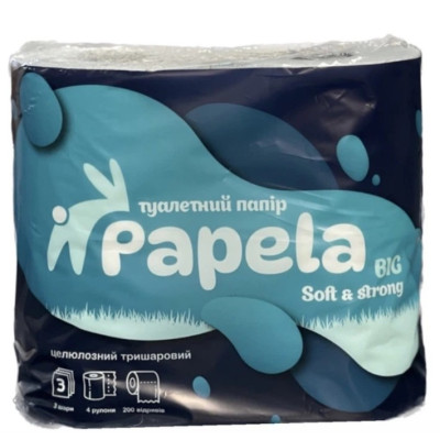 Фото Туалетний папір PAPELA тришаровий BIG 4шт/уп