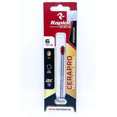 Фото Свердло по керамограніту 6мм RapidE CERAPRO Red Point (TCT)
