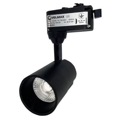 Фото Світильник LED 15W 4100K трековий чорний Velmax V-TRL-1541B