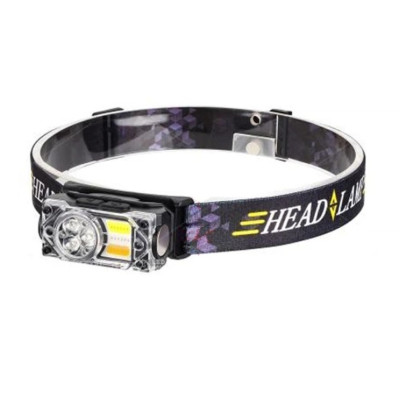 Фото Ліхтар налобний YY-19B-3SMD + 2COB білий/жовтий/червоний Type-C Li-Ion магніт