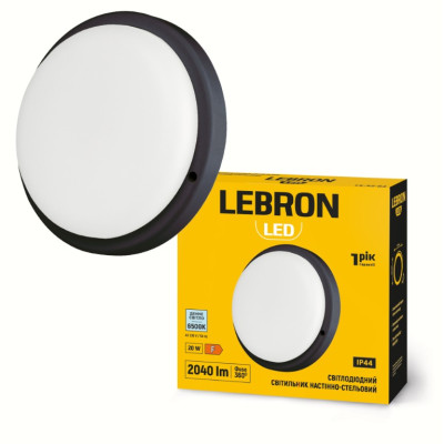 Фото Светильник LED 20Вт круглый 6500К черный L-WLR-2065 IP44 Lebron